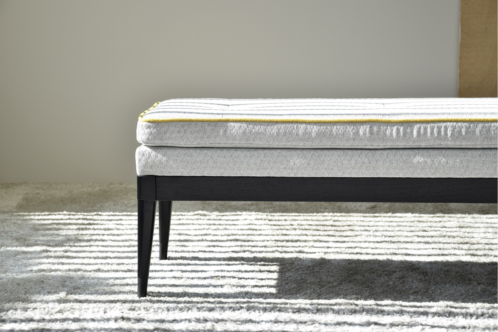 BENCH GREY AND YELOW COLOUR. BLACK STRUCTURE