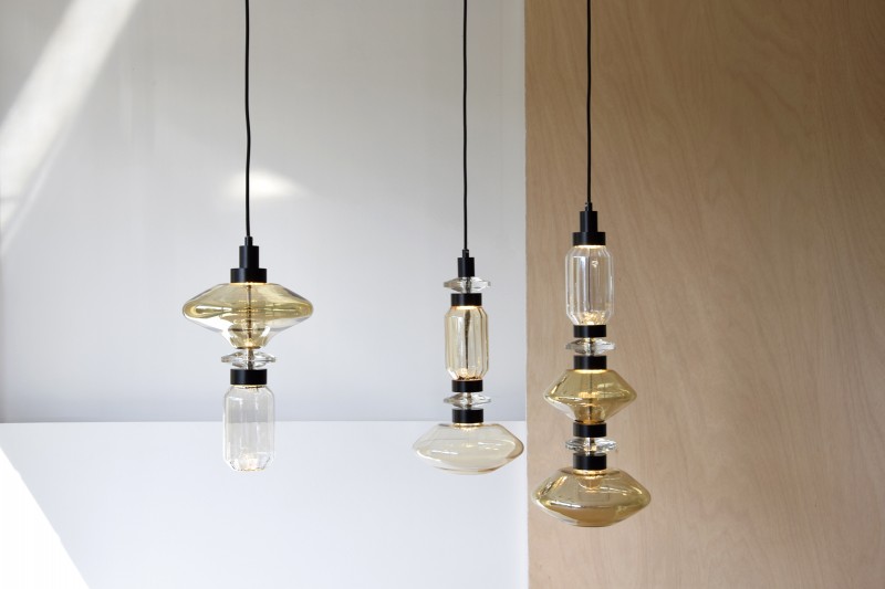 PLATILLO COLLECTION: CEILING LAMPS. COLOUR GLASS AND BLACK METAL