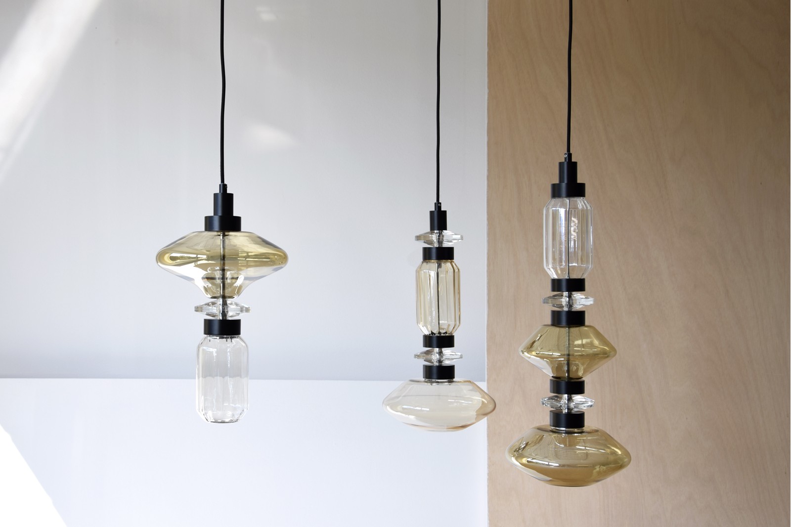 PLATILLO COLLECTION: CEILING LAMPS. COLOUR GLASS AND BLACK METAL