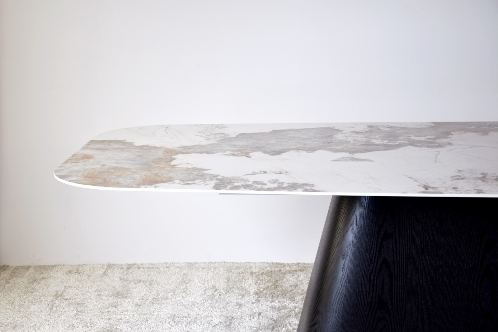 DINING TABLE.SINTERED STONE TOP.BLACK ASH BASE