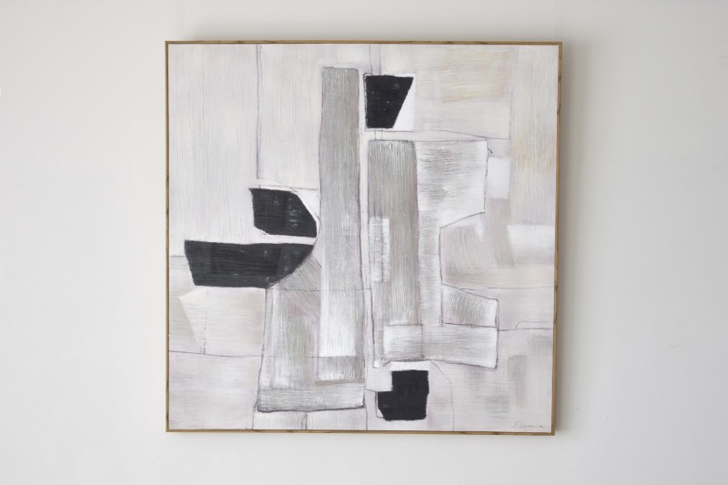 PAINTING ABSTRACTION IN GRAY N2. WITH FRAME