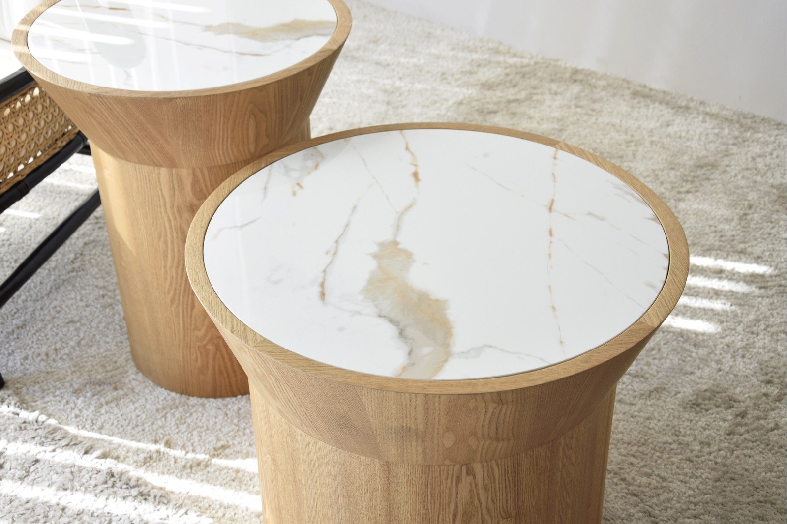 NEDA COLLECTION: SIDE TABLES, NATURAL ASH. CERAMIC
