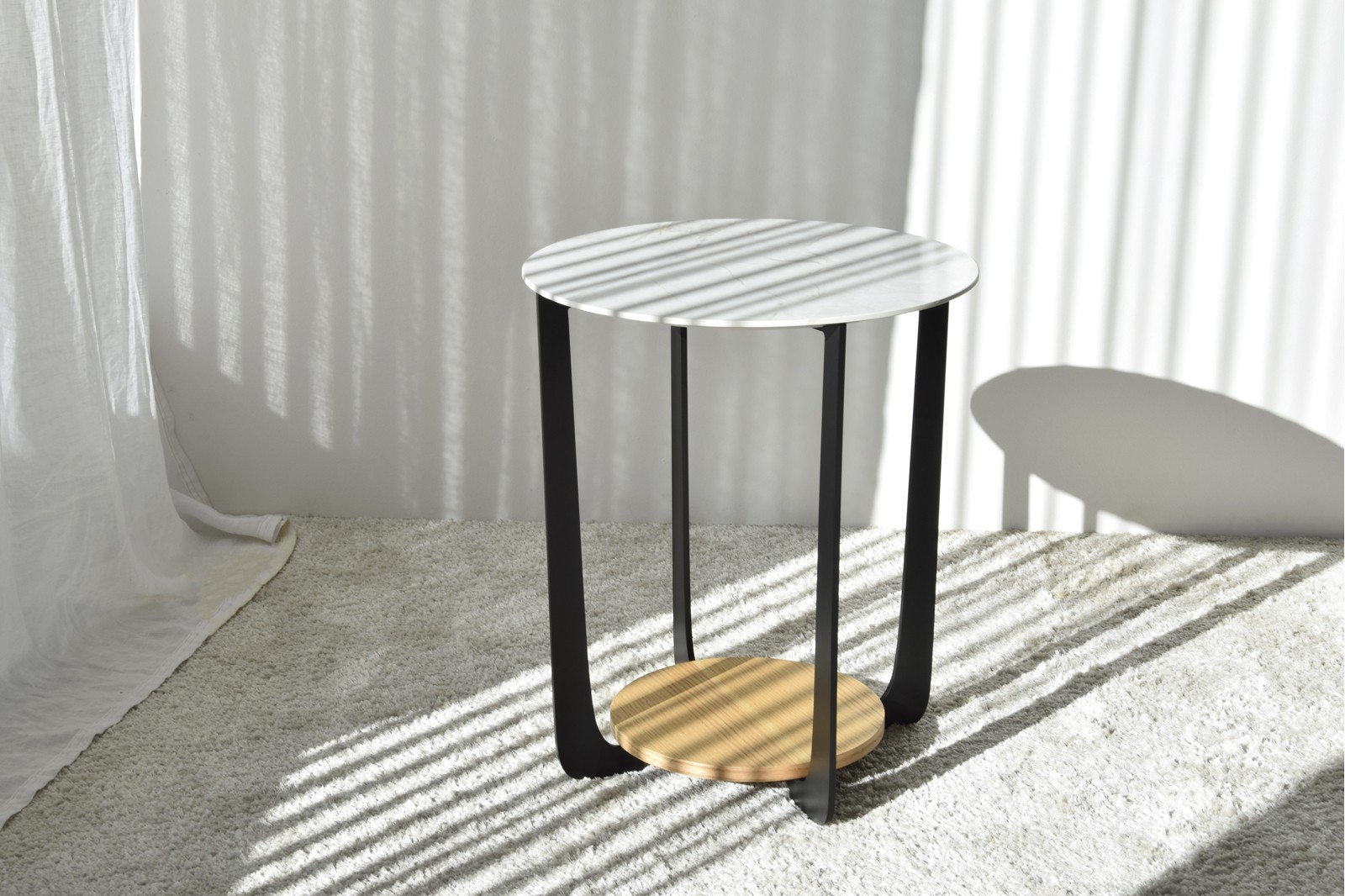 SIDE TABLE N.17. WHITE AND NATURAL OAK