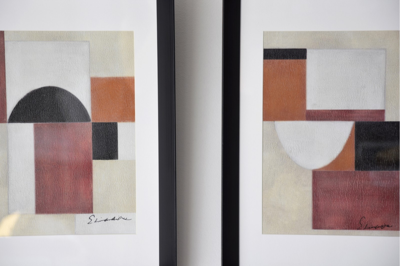 ABSTRACT PAINTING OCHRE GEOMETRY N.4