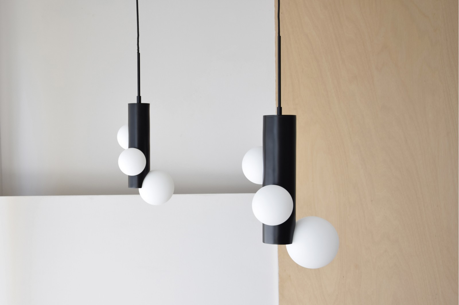 POMPA COLLECTION: GLASS AND BLACK METAL CEILING LIGHTS
