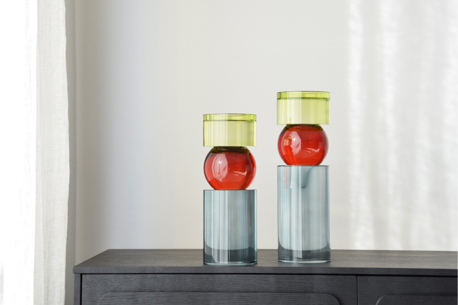 CYLINDER COLLECTION: COLOURED GLASS CANDLE HOLDERS