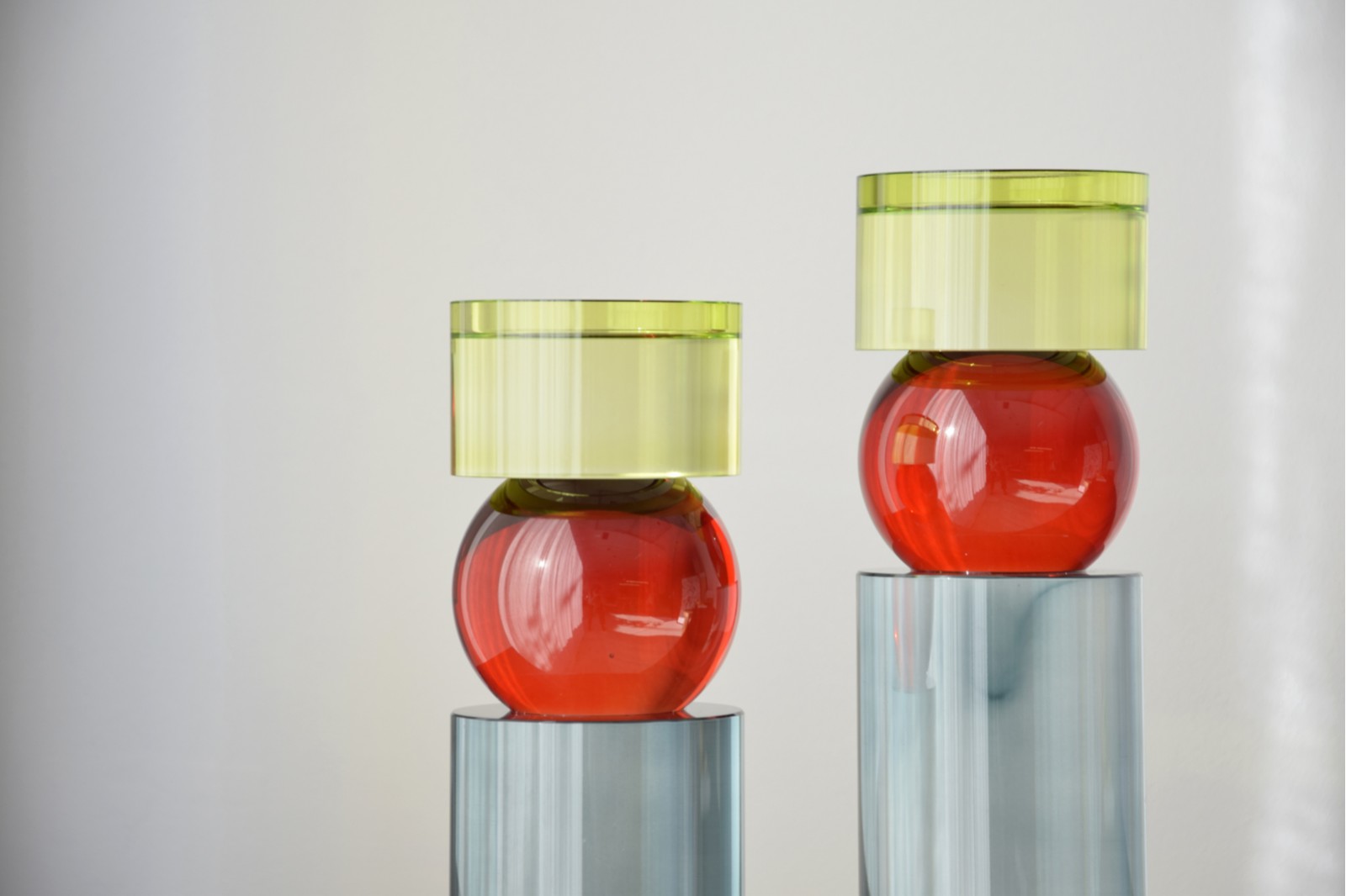 CYLINDER COLLECTION: COLOURED GLASS CANDLE HOLDERS