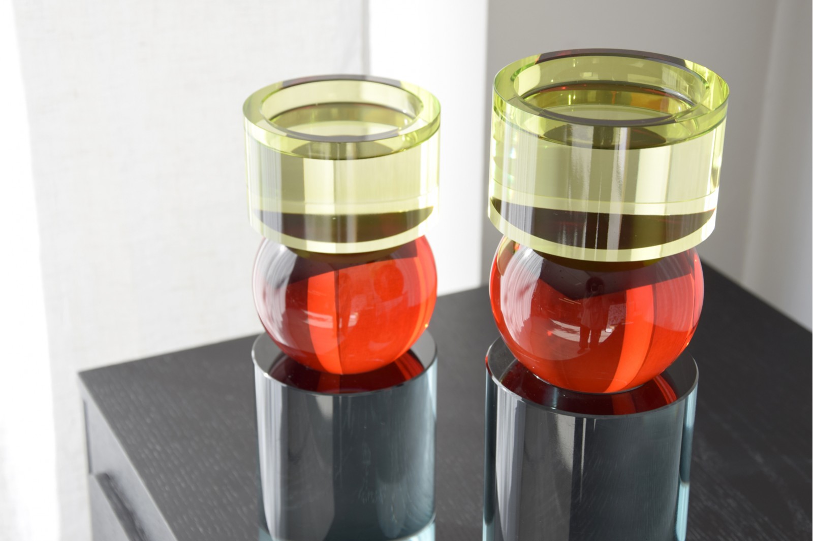 CYLINDER COLLECTION: COLOURED GLASS CANDLE HOLDERS