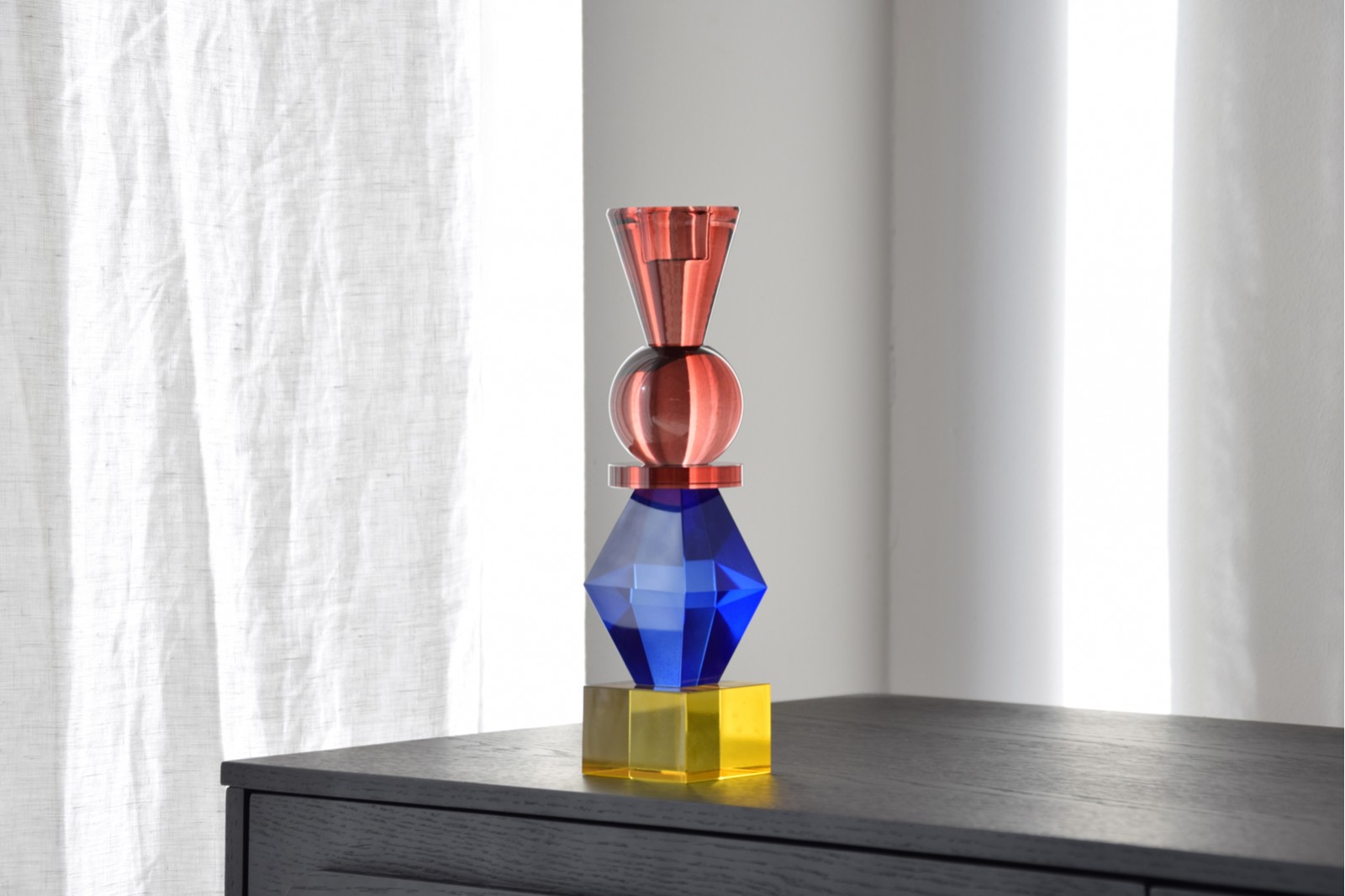 SHAPES COLLECTION: COLOURED GLASS CANDELHOLDER