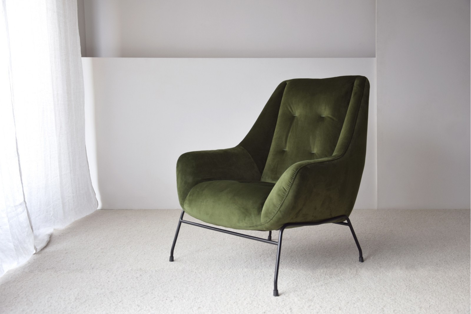 FAUTEUIL EN VELOURS VERT FONCÉ