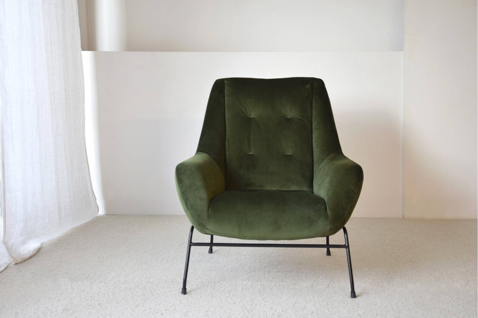 FAUTEUIL EN VELOURS VERT FONCÉ