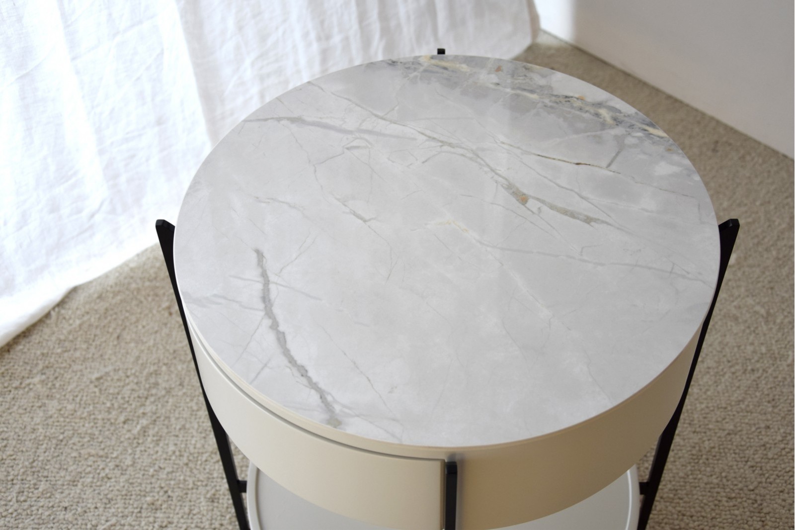 SIDE TABLE N.18. WHITE CERAMIC MARBLE TOP