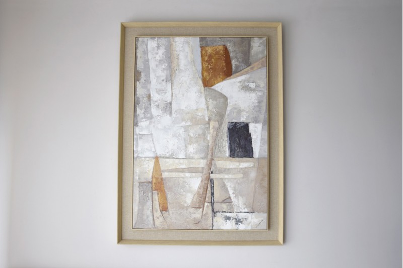 ABSTRACT PAINTING OCHRES N1 . LINEN FRAME