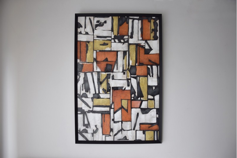 ABSTRACT PAINTING LABYRINTH N1. BLACK FRAME