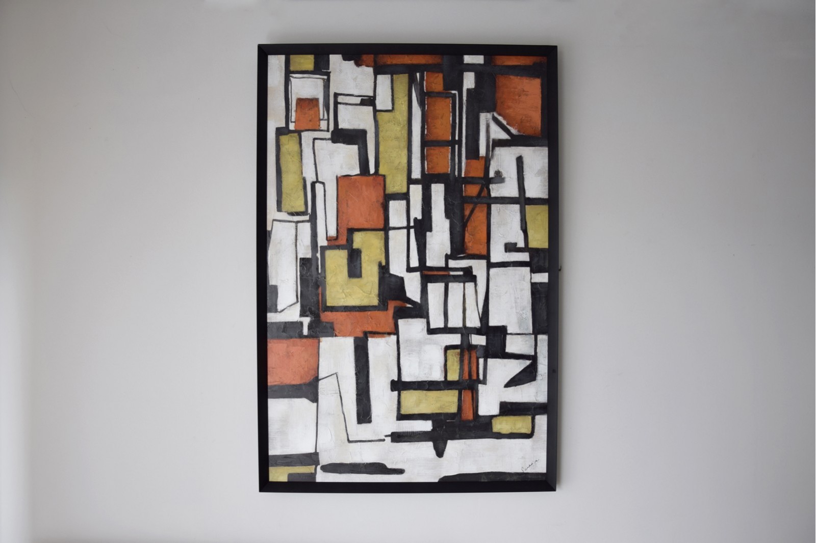 ABSTRACT PAINTING LABYRINTH N2. BLACK FRAME