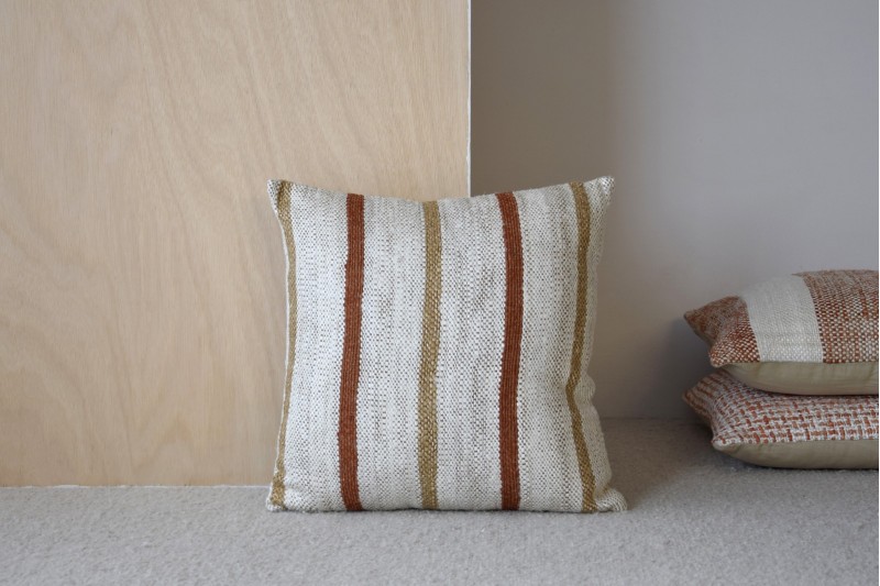 CUSHION OIA N.4. OCHRE LINES AND WHITE