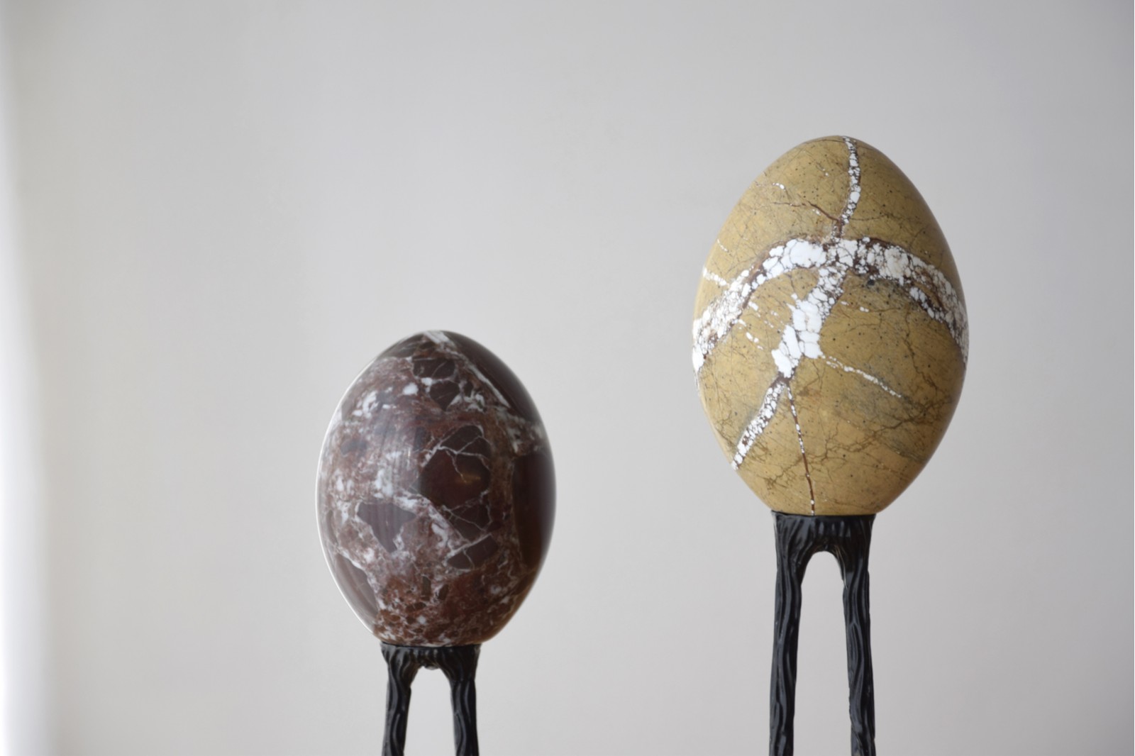 EGG COLLECTION: MARBLE AND METAL SCULPTURE