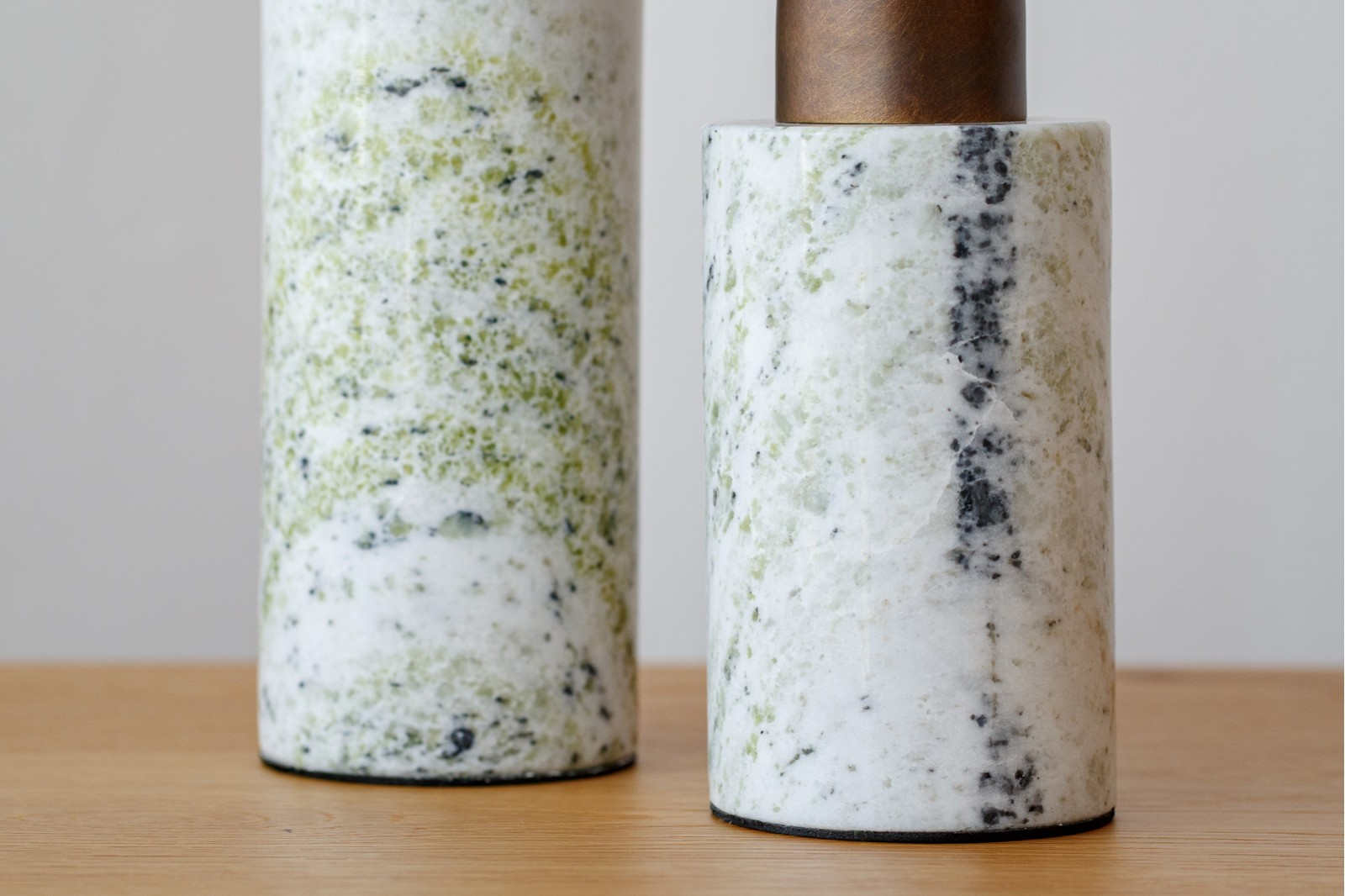 CANDLEHOLDER COLLECTION: GREEN MARBLE AND METAL