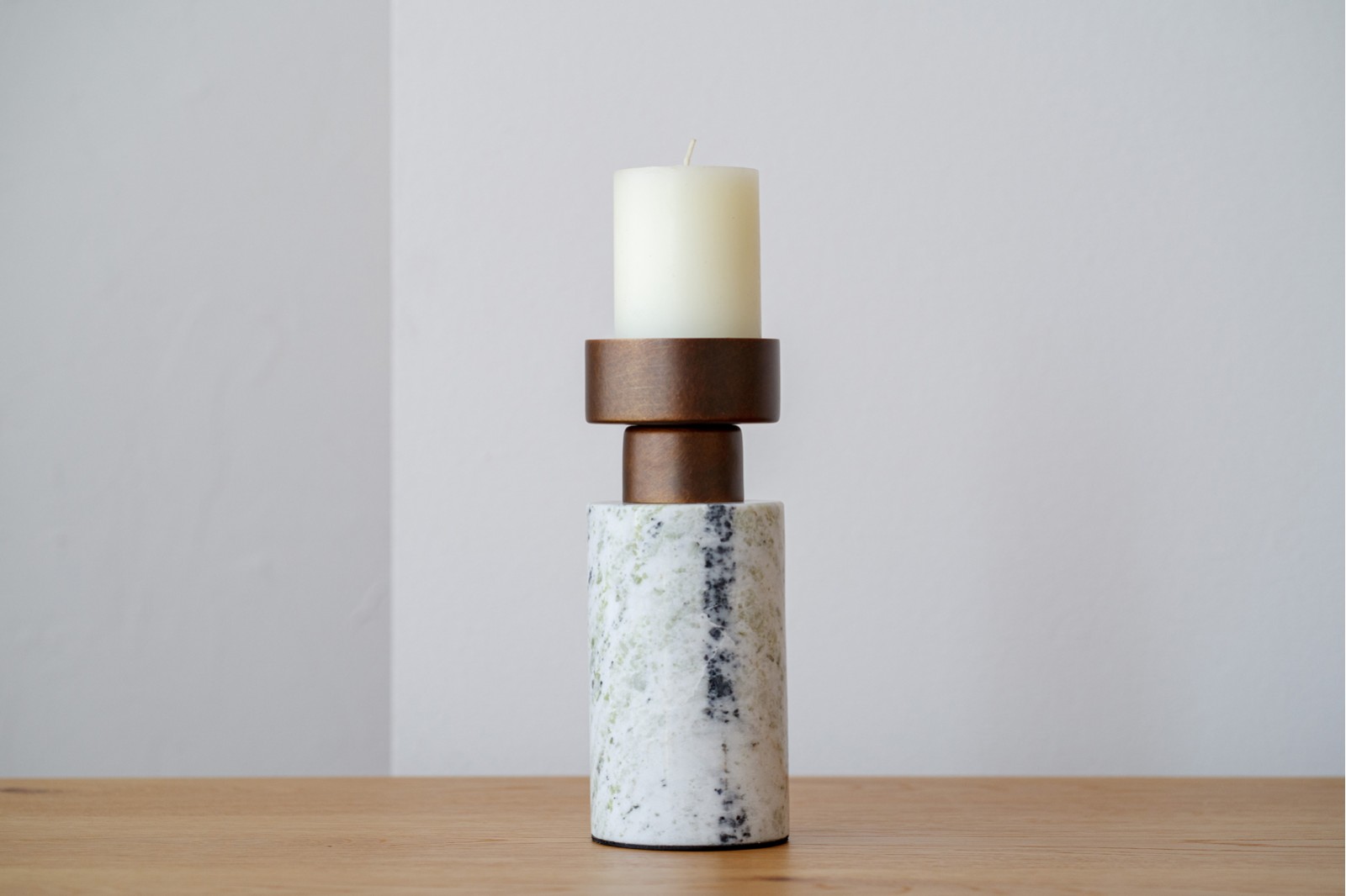 CANDLEHOLDER COLLECTION: GREEN MARBLE AND METAL