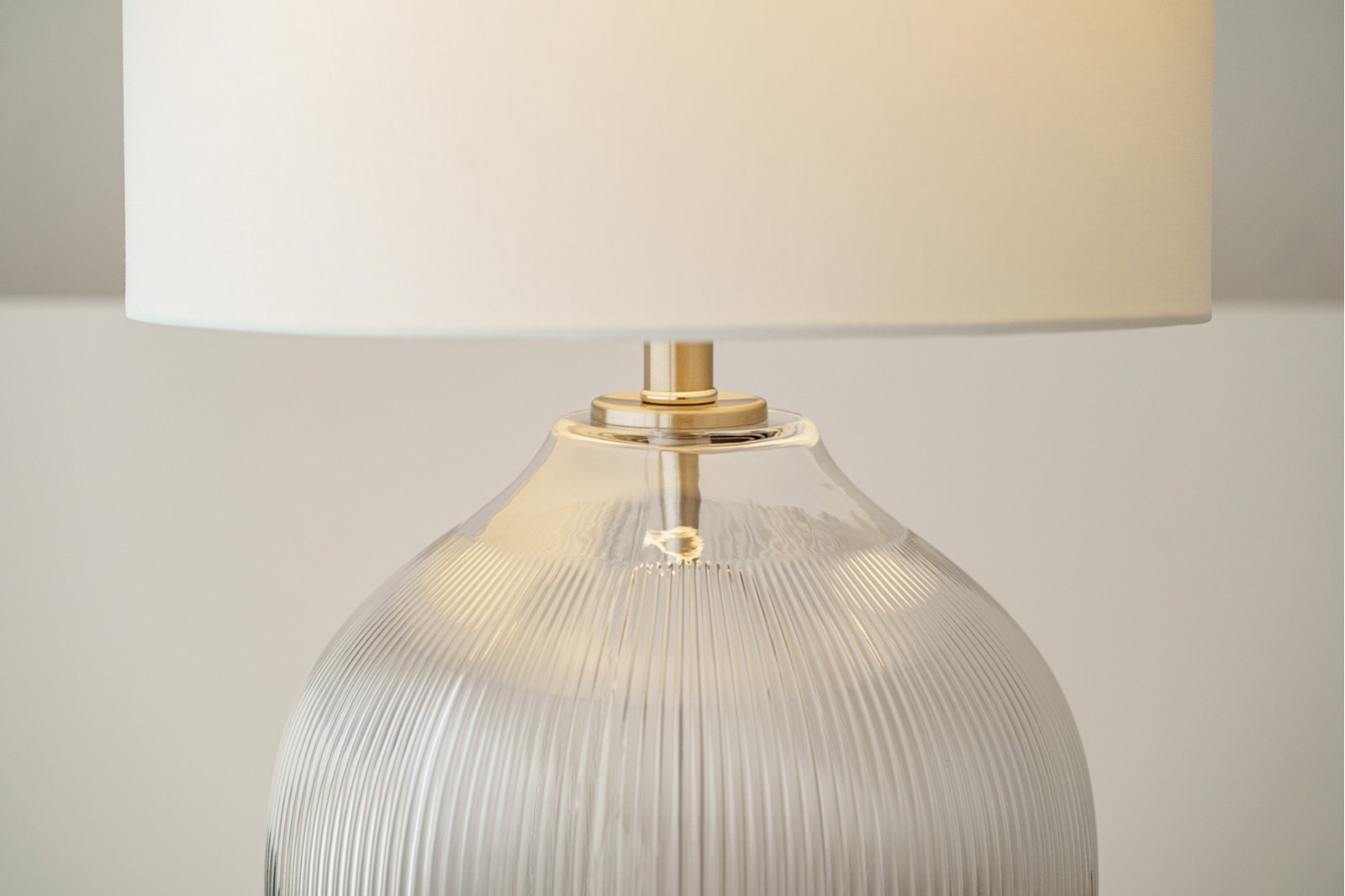 ARC TABLE LAMP. GREY SMOKED GLASS WITH LAMPSHADE