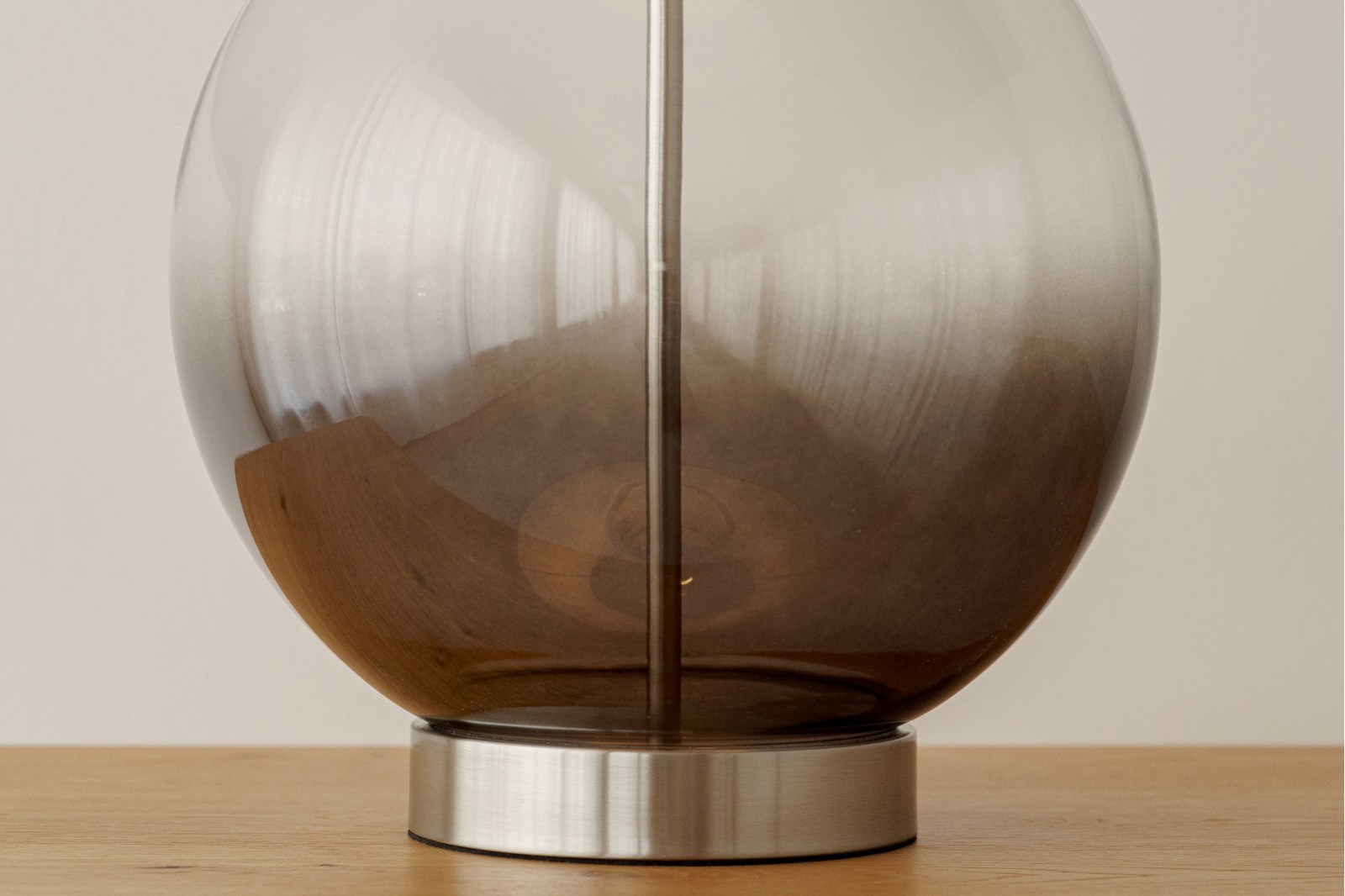 UMA TABLE LAMP. SMOKED GLASS WITH LAMPSHADE