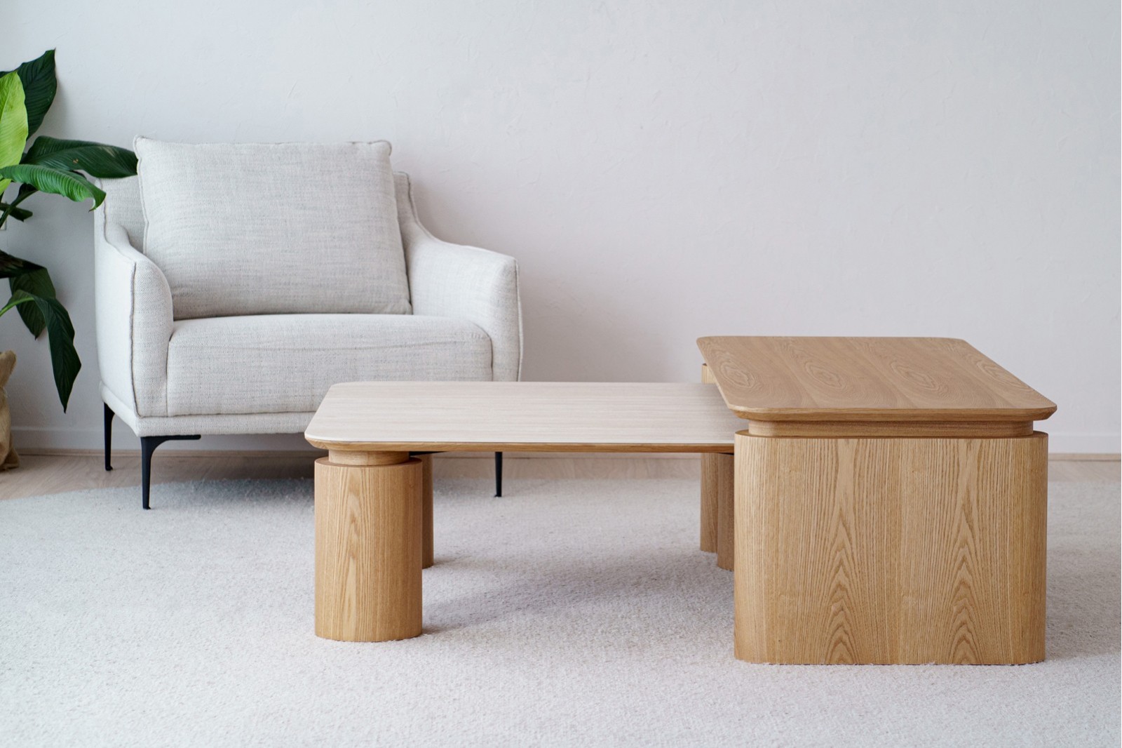 COFFEE TABLE LINE. CERAMIC TOP AND ASH