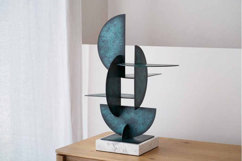 SCULPTURE ABSTRAITE N3. VERT ET BLEU