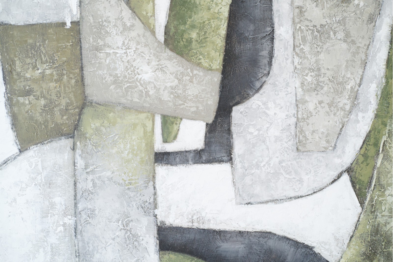 ABSTRACT PAINTING SHAPES N1. GREEN-GRAY