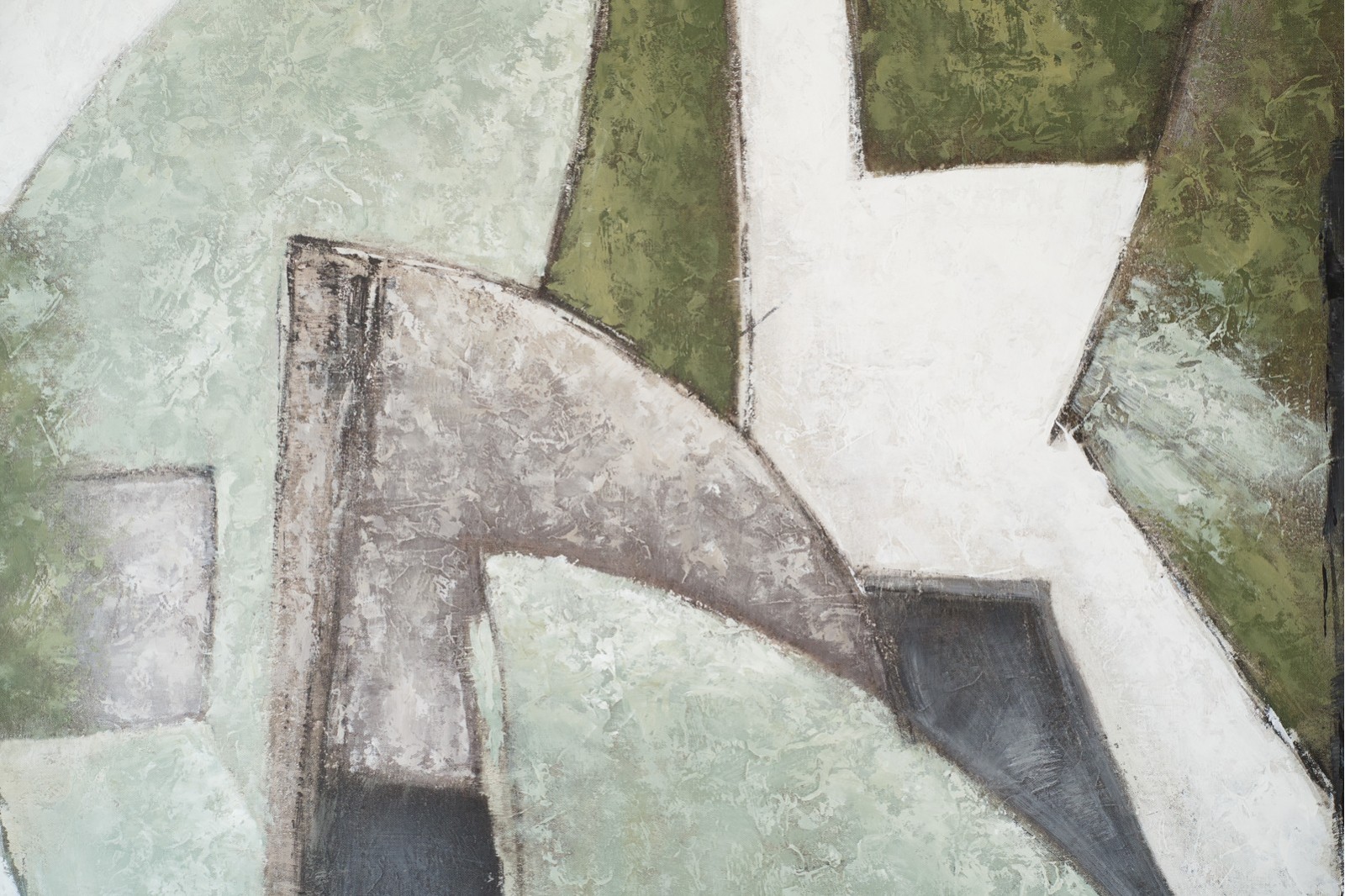 ABSTRACT PAINTING SHAPES N2. GREEN-GRAY