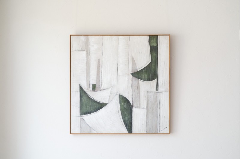 PAINTING ABSTRACTION IN GREEN AND GREY N1