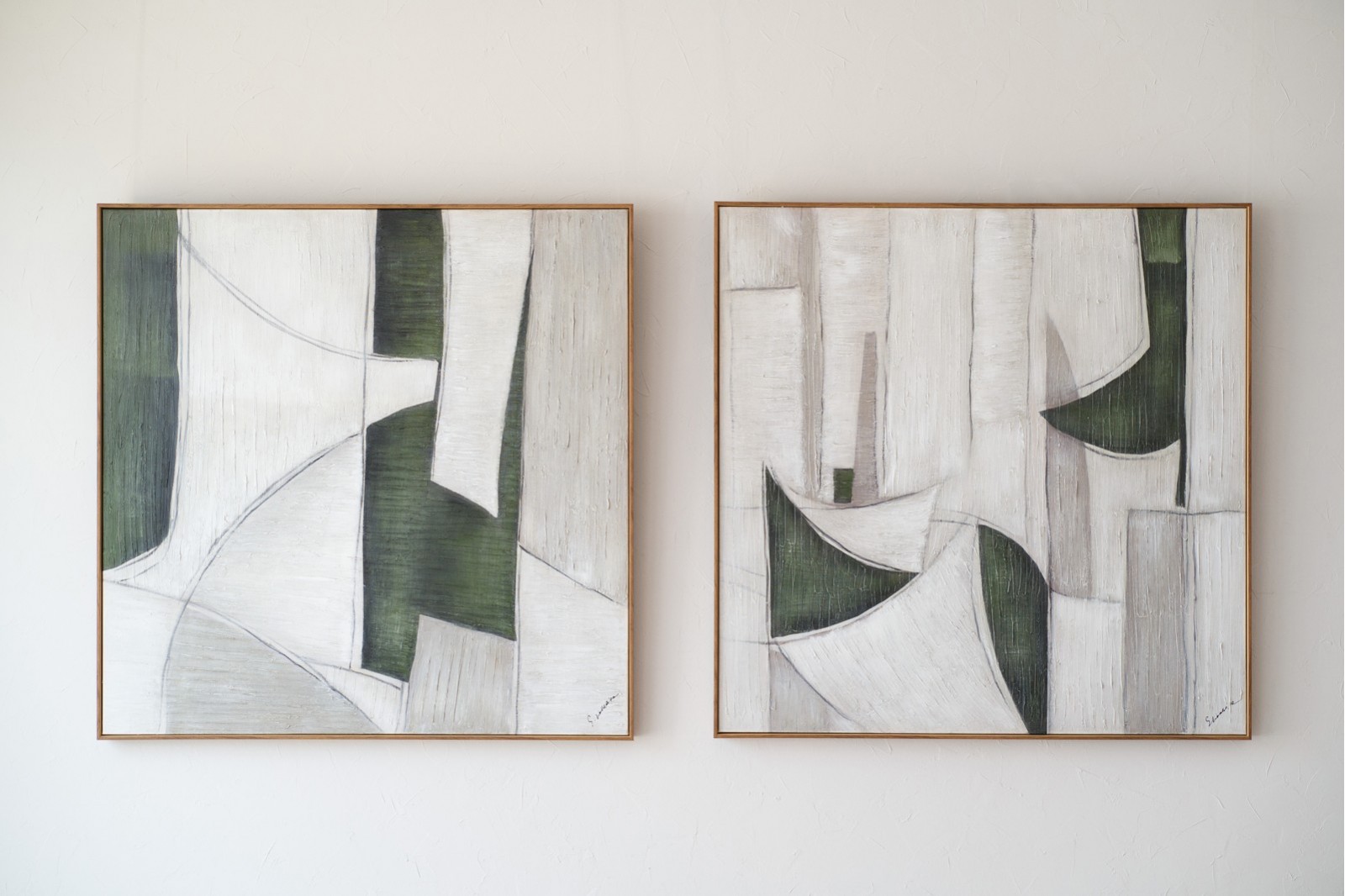 PAINTING ABSTRACTION IN GREEN AND GREY N1