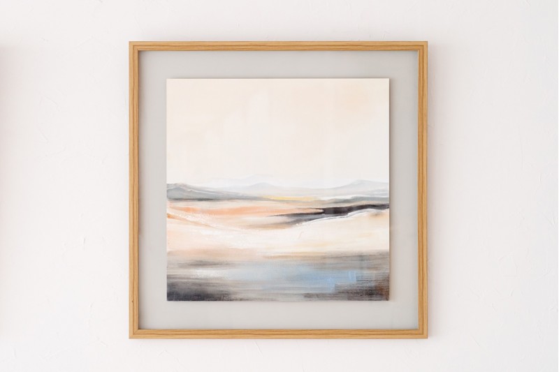 ABSTRACT PAINTING HORIZON N1. GREY OCHRE COLOR