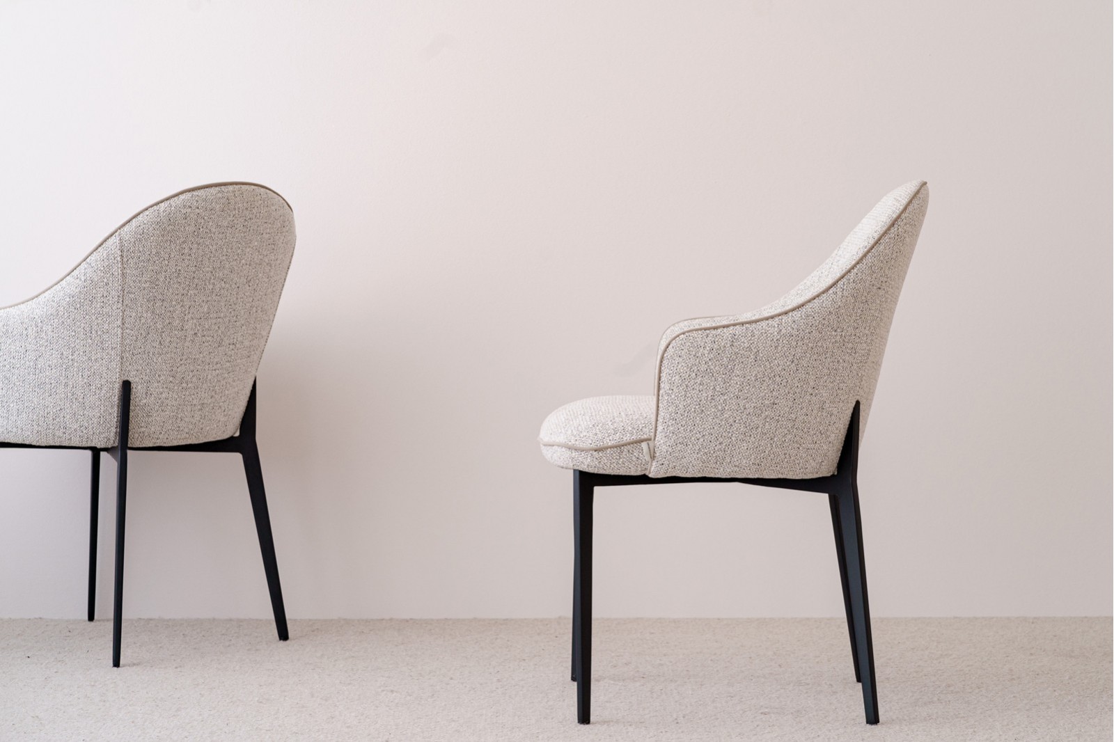 SET OF 2 ELNA DINING CHAIRS. BEIGE GREY TAUPE