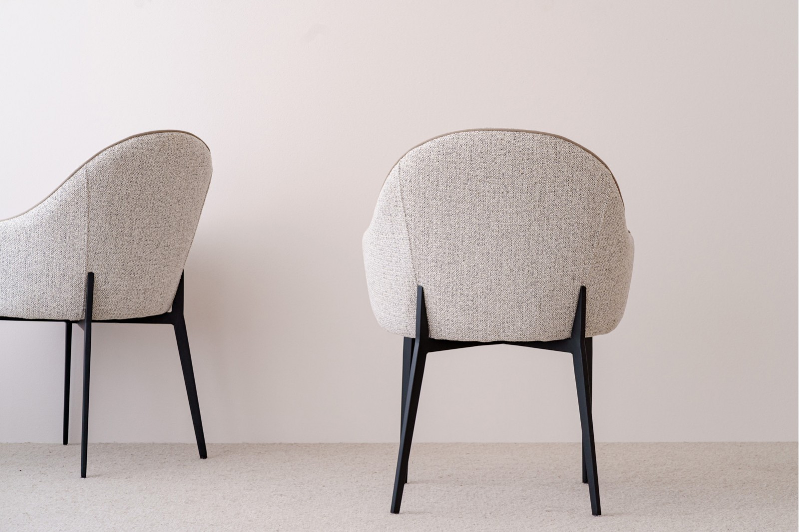 SET OF 2 ELNA DINING CHAIRS. BEIGE GREY TAUPE