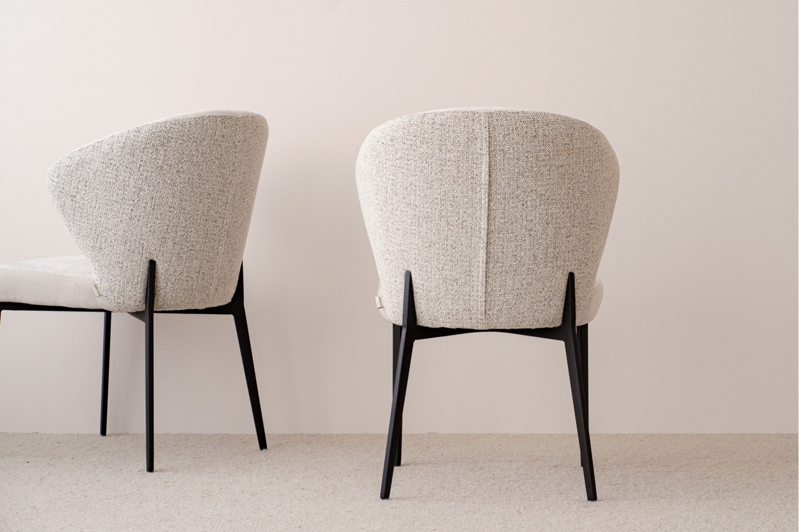 SET OF 2 EVA DINING CHAIRS. BEIGE GRAY