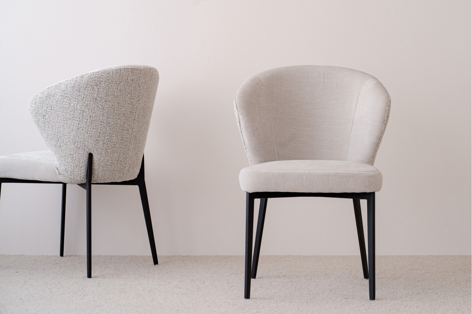 SET OF 2 EVA DINING CHAIRS. BEIGE GRAY