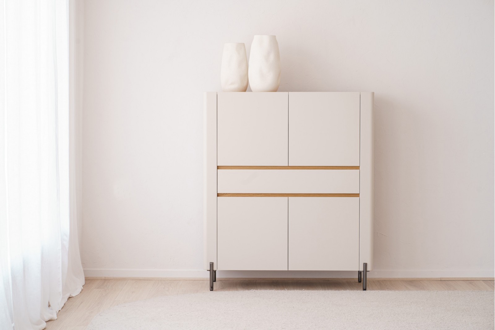 CABINET.MATT SAND GREY AND NATURAL OAK