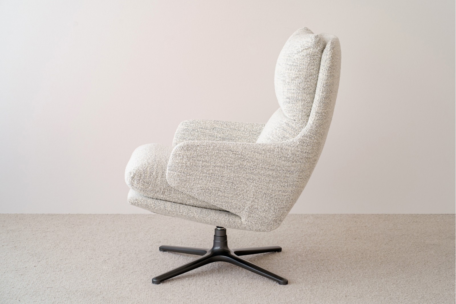 SWIVEL ARMCHAIR. BEIGE AND GREY UPHOLSTERY