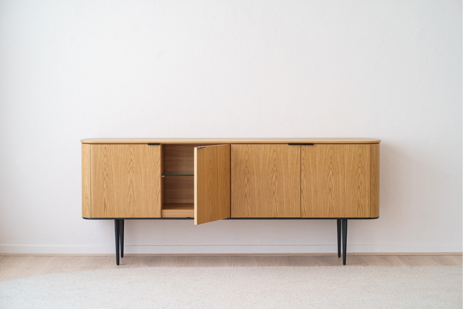 SIDEBOARD NEO. OAK AND MATT BLACK METAL