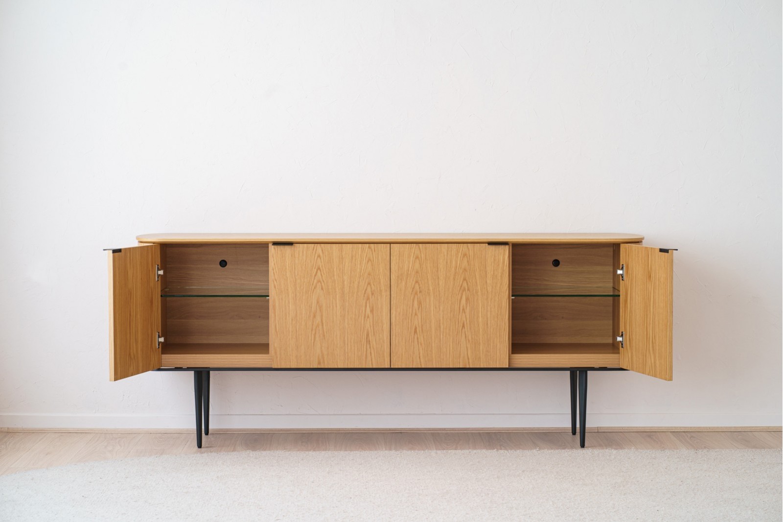 SIDEBOARD NEO. OAK AND MATT BLACK METAL