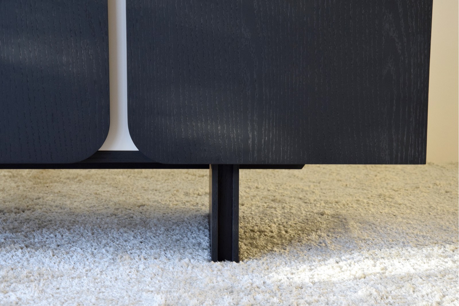 CURVE SIDEBOARD. BLACK OAK AND SAND GRAY