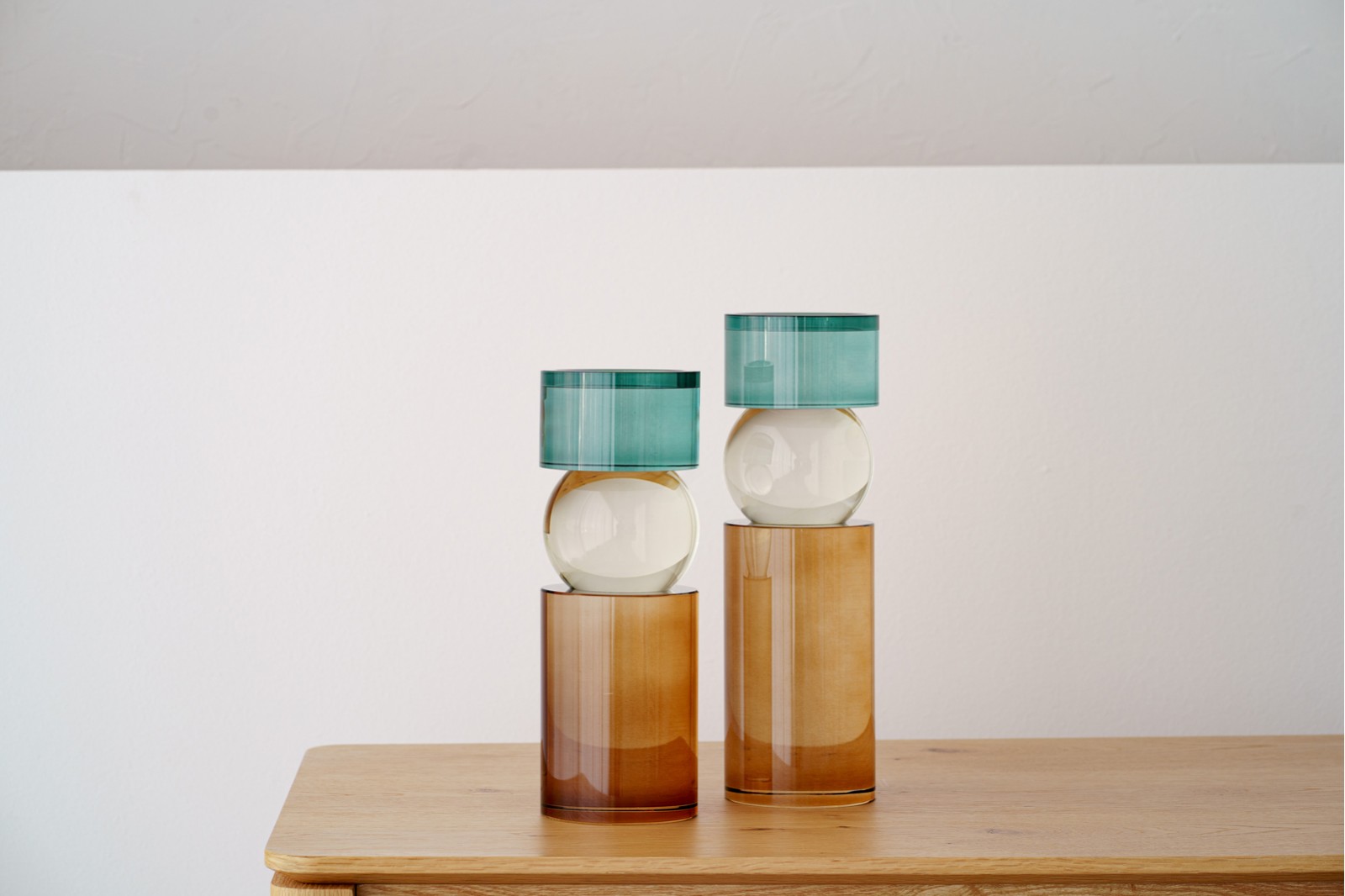 CYLINDER COLLECTION: COLOURED GLASS CANDLE HOLDERS 2