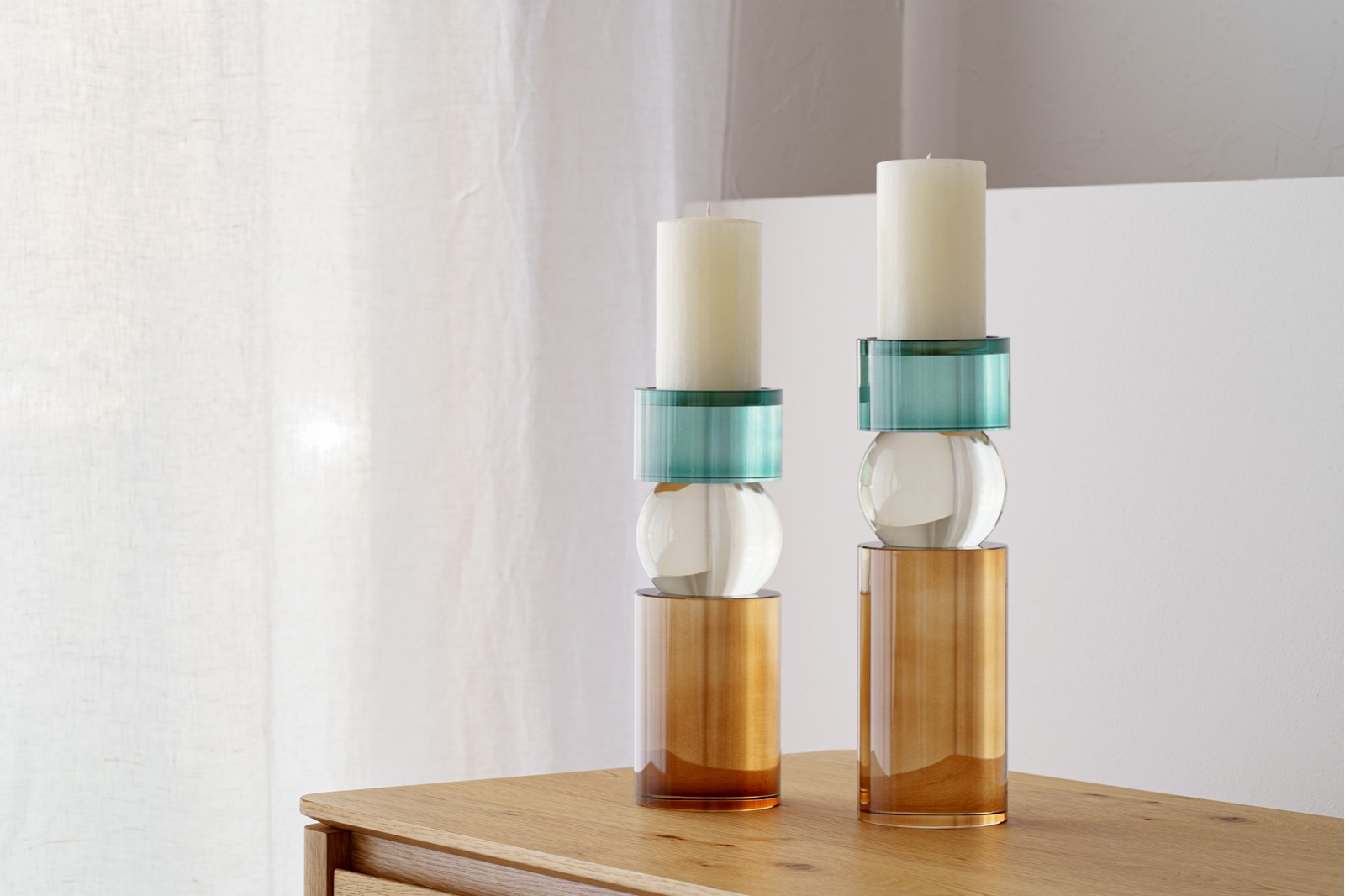 CYLINDER COLLECTION: COLOURED GLASS CANDLE HOLDERS 2