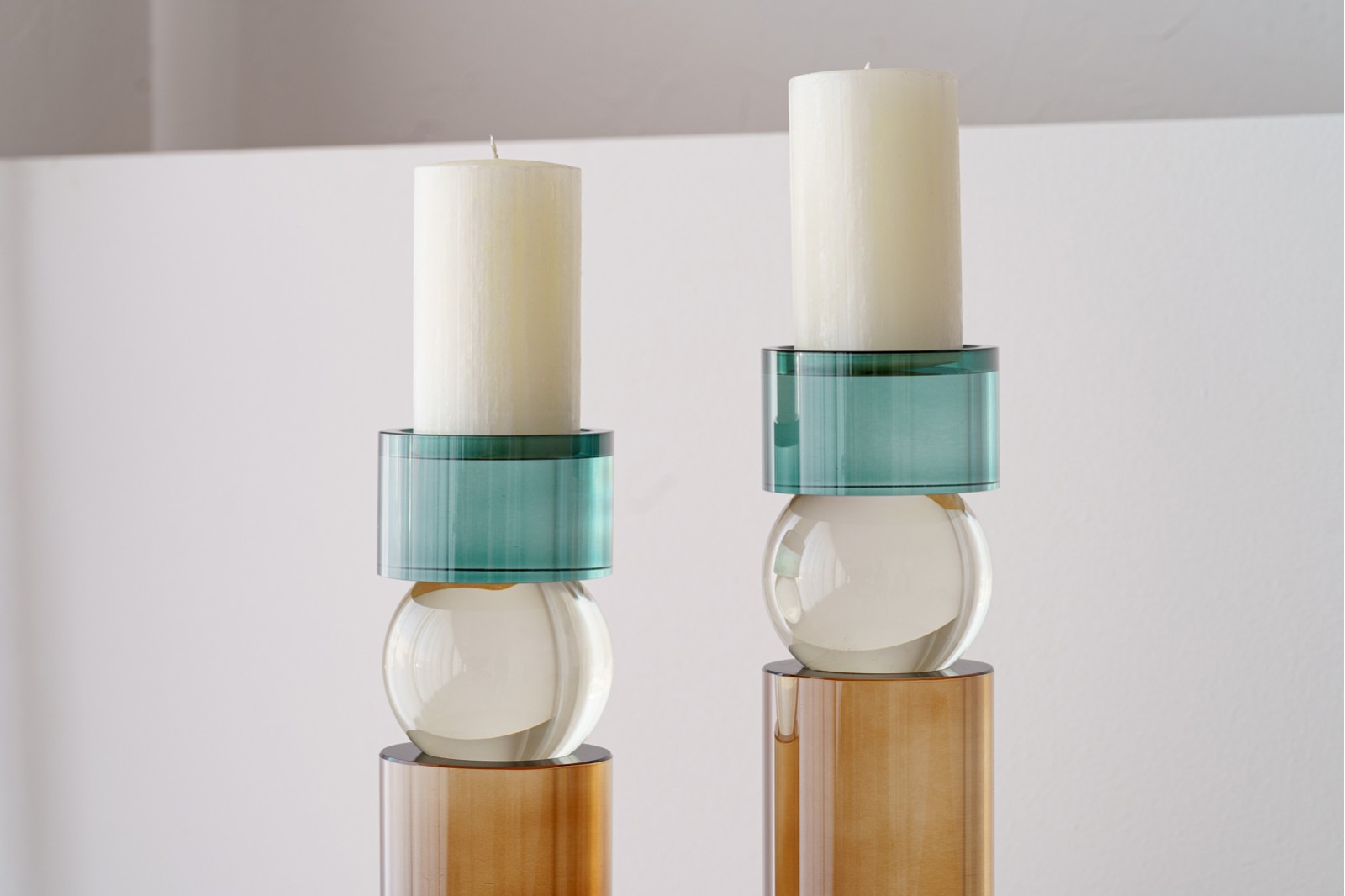 CYLINDER COLLECTION: COLOURED GLASS CANDLE HOLDERS 2