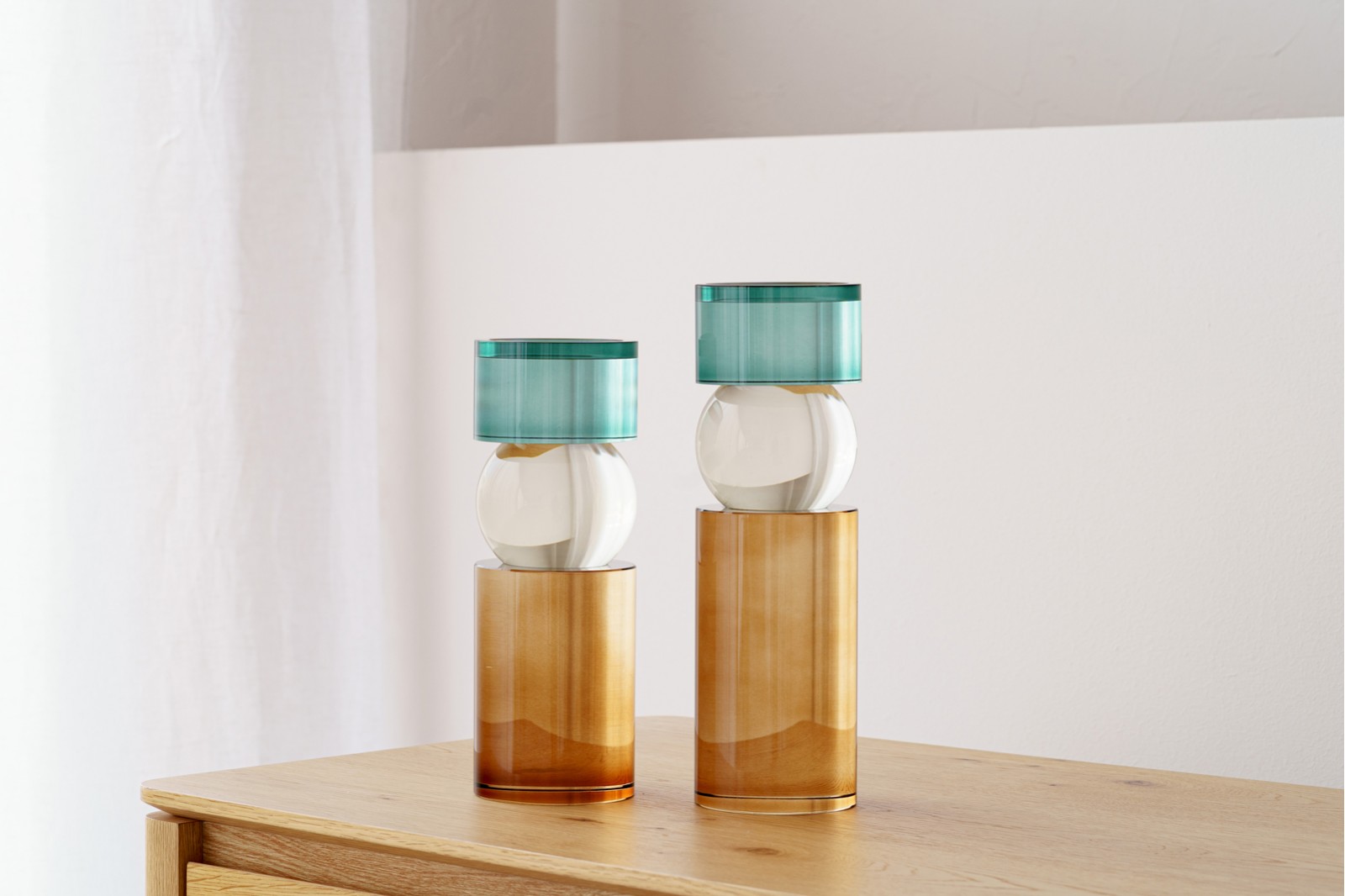 CYLINDER COLLECTION: COLOURED GLASS CANDLE HOLDERS 2