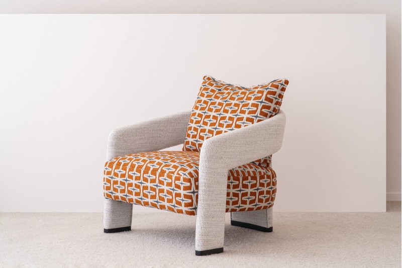 FAUTEUIL. FAUTEUIL DOUBLE BEIGE ET ORANGE