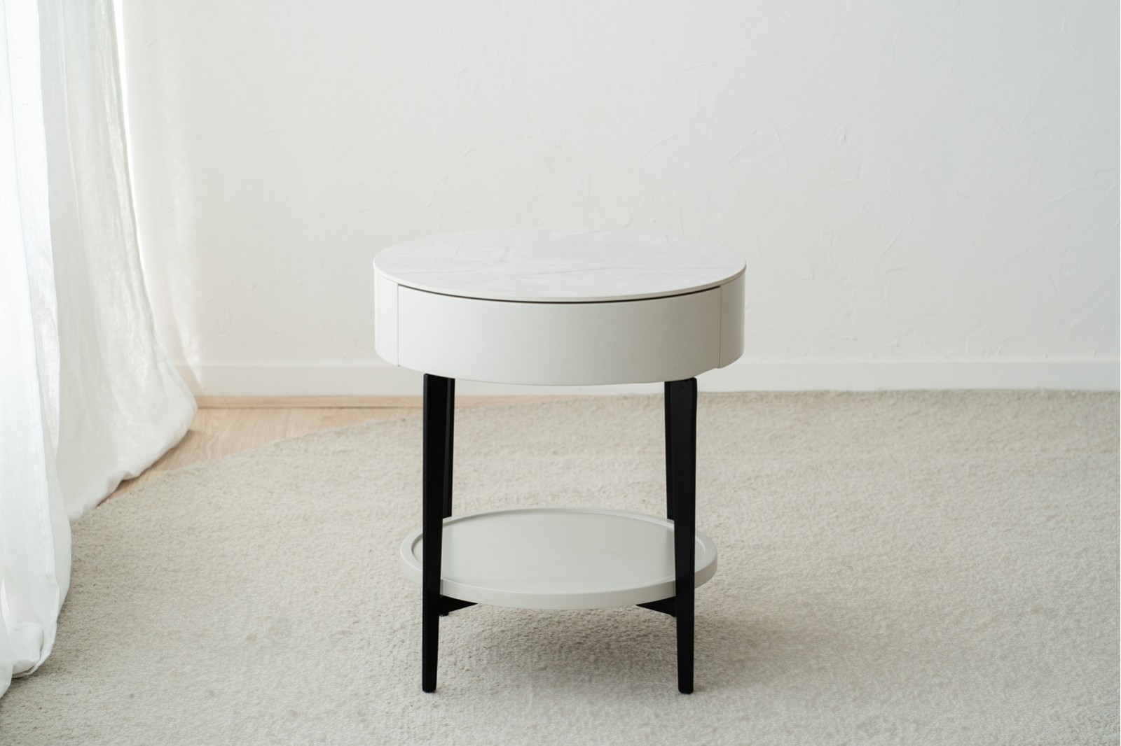 SIDE TABLE N.51. WHITE CERAMIC TOP AND METAL