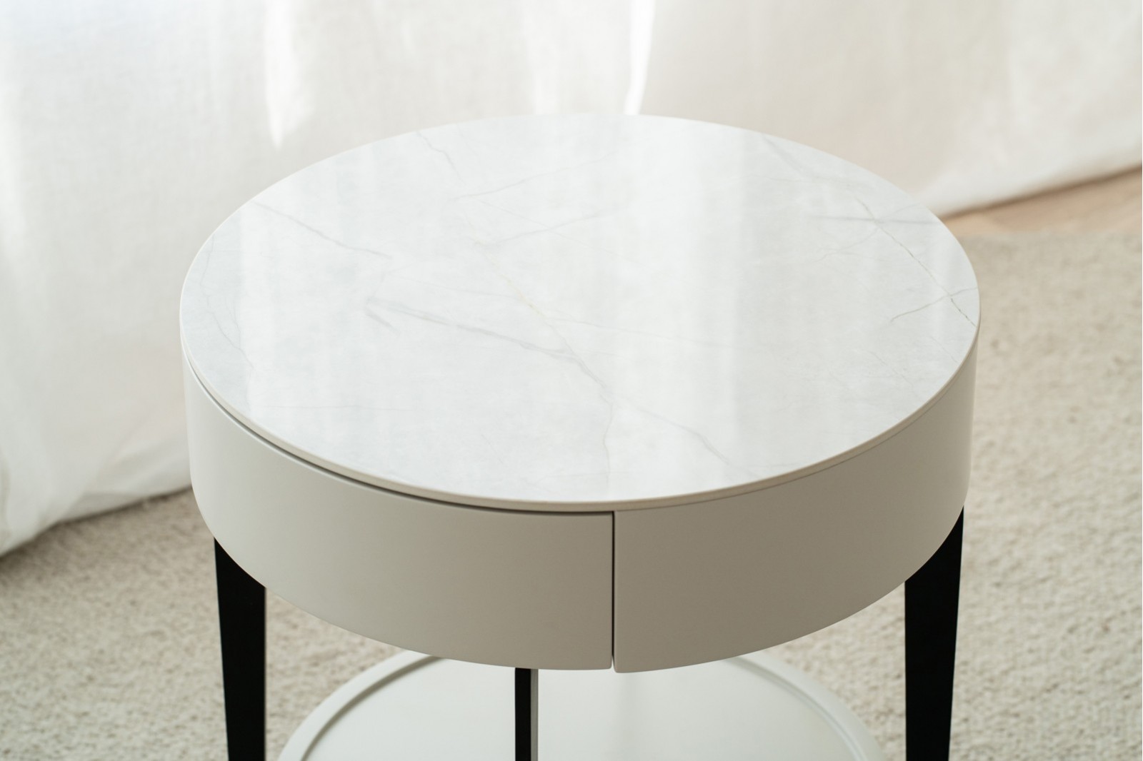 SIDE TABLE N.51. WHITE CERAMIC TOP AND METAL