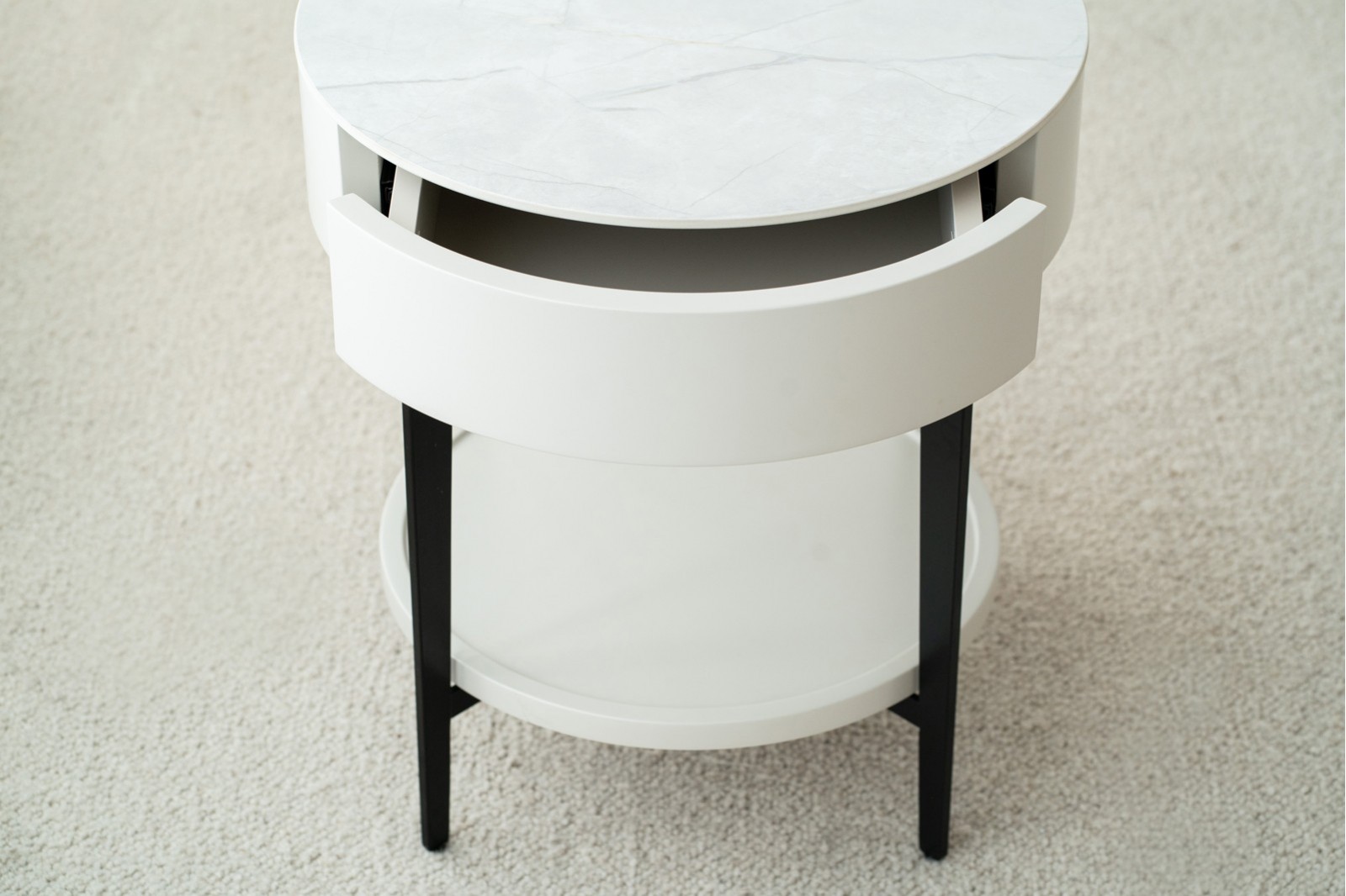 SIDE TABLE N.51. WHITE CERAMIC TOP AND METAL