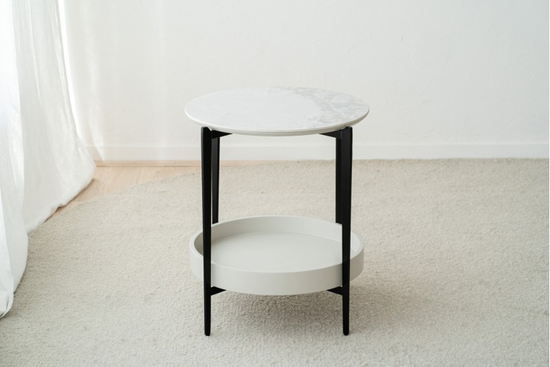 SIDE TABLE N.52 METAL. WHITE CERAMIC TOP